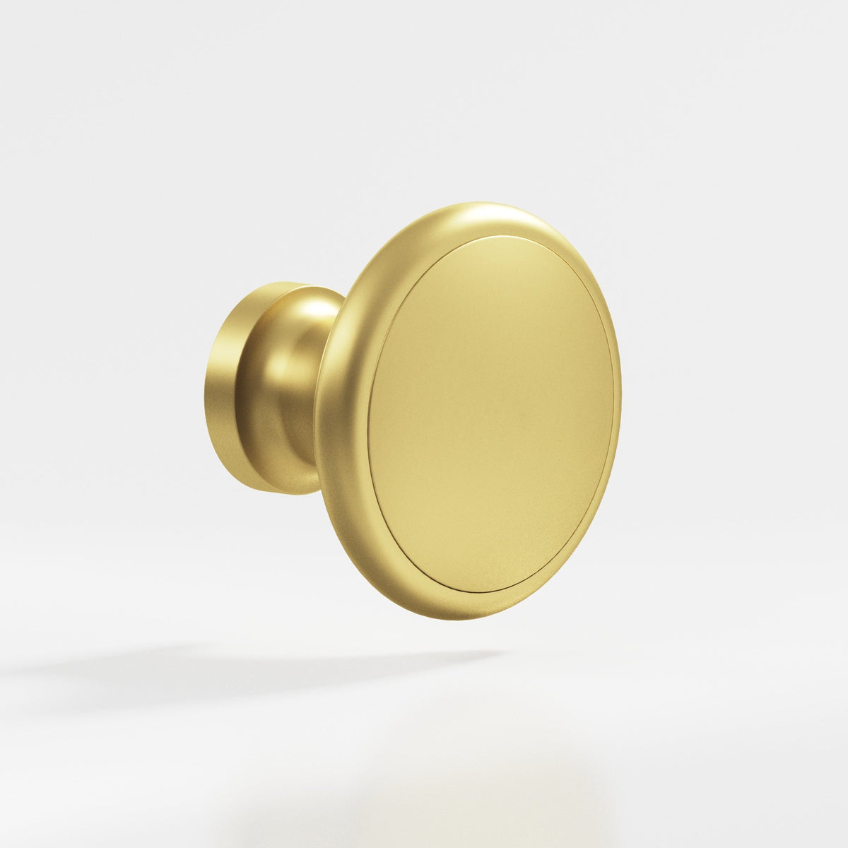 Colonial Bronze 378 Rimmed Disc Knob, 1-1/4 in Diameter - Matte Satin Brass