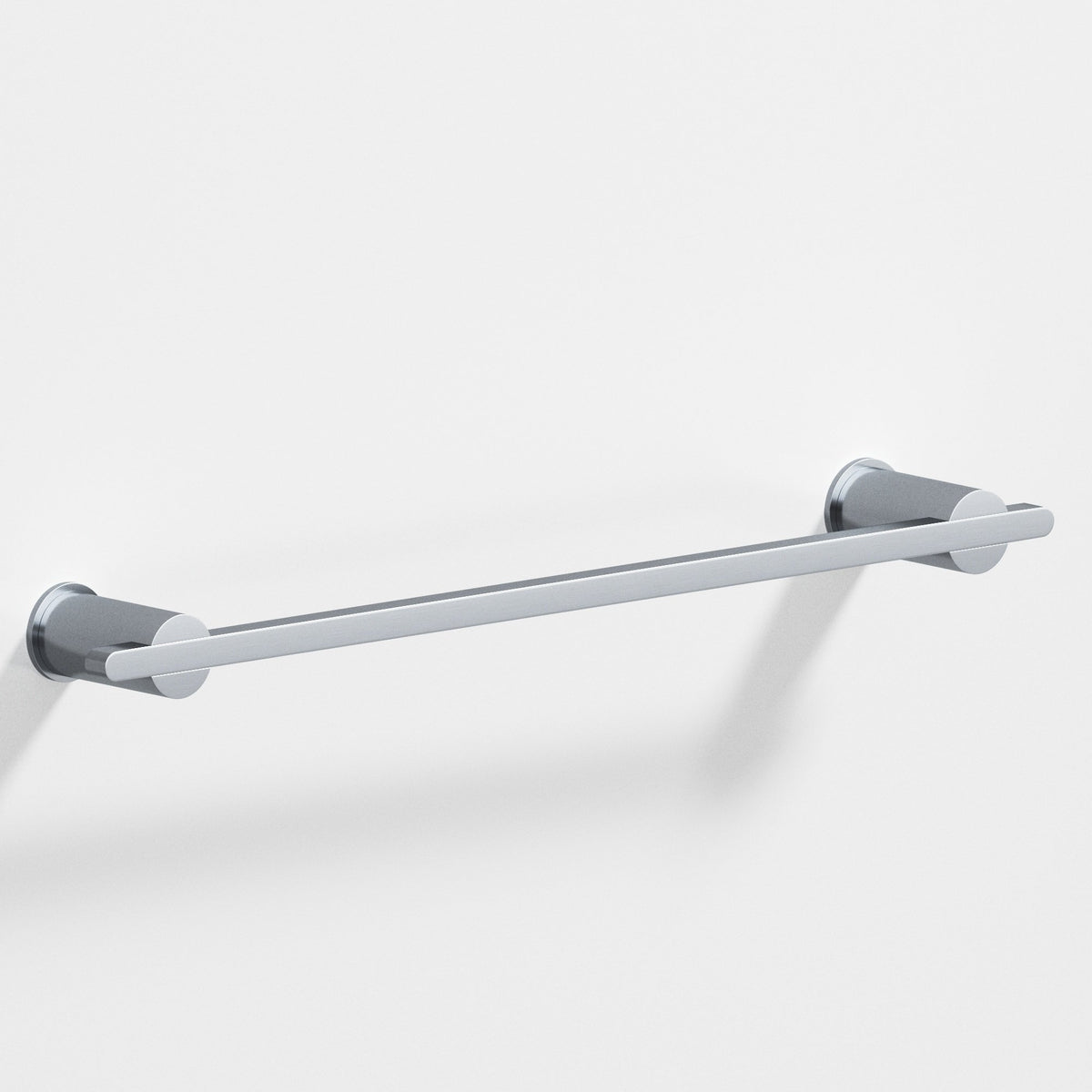 Colonial Bronze 42 Rectangular Towel Bar and Appliance Pull, Partially Encapsulated by Round Posts - Satin Chrome