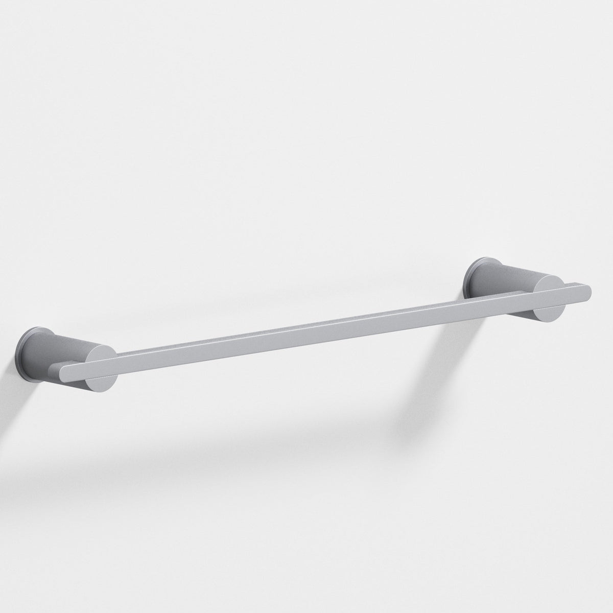 Colonial Bronze 42 Rectangular Towel Bar and Appliance Pull, Partially Encapsulated by Round Posts - Matte Satin Chrome