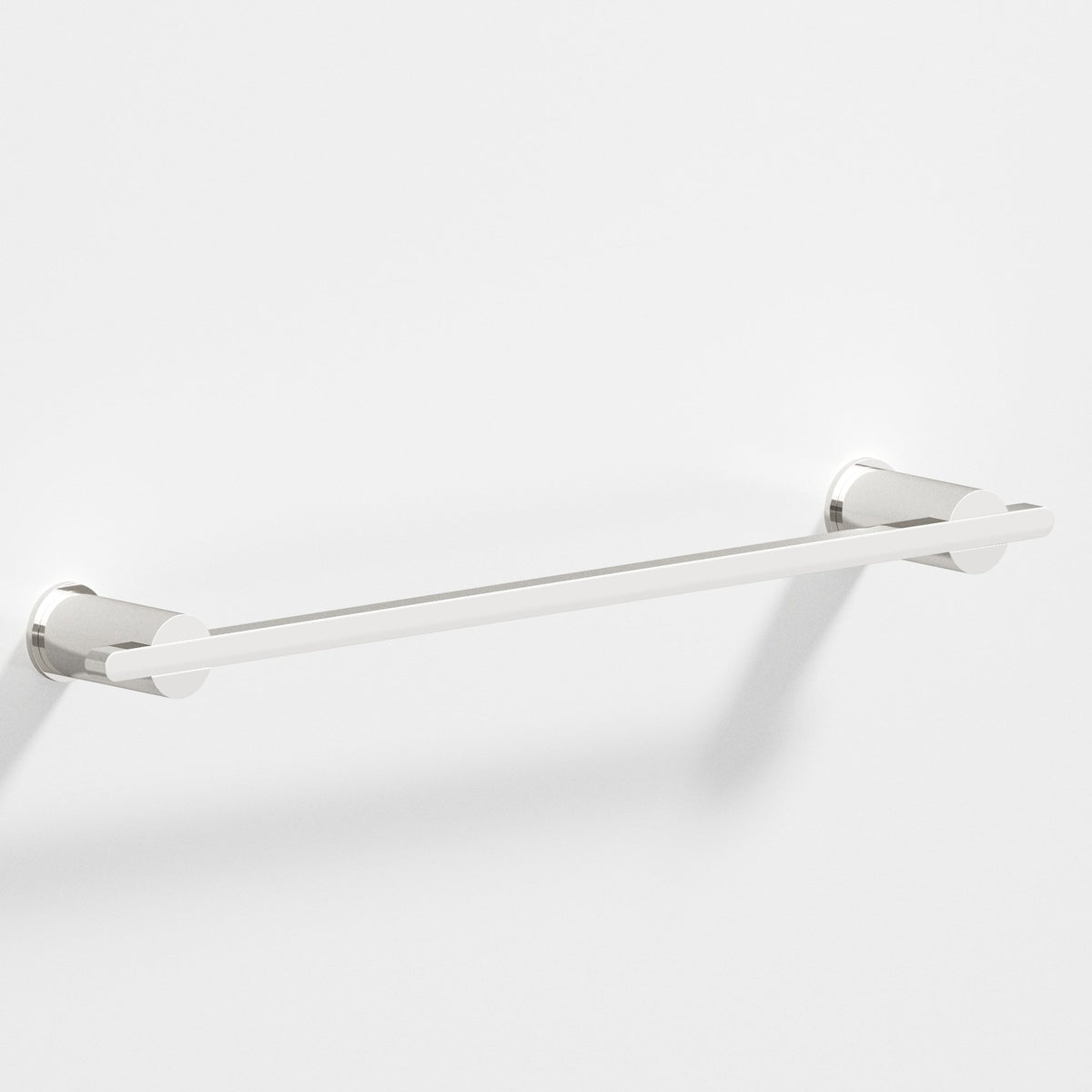 Colonial Bronze 42 Rectangular Towel Bar and Appliance Pull, Partially Encapsulated by Round Posts - Polished Nickel
