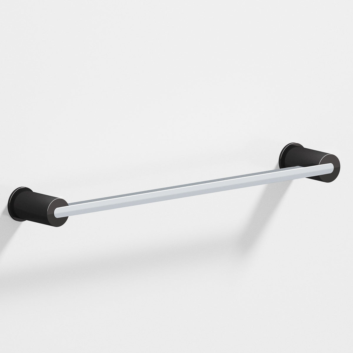 Colonial Bronze 43 Rectangular Towel Bar and Appliance Pull, Fully Encapsulated by Round Posts - Polished Chrome / Satin Black