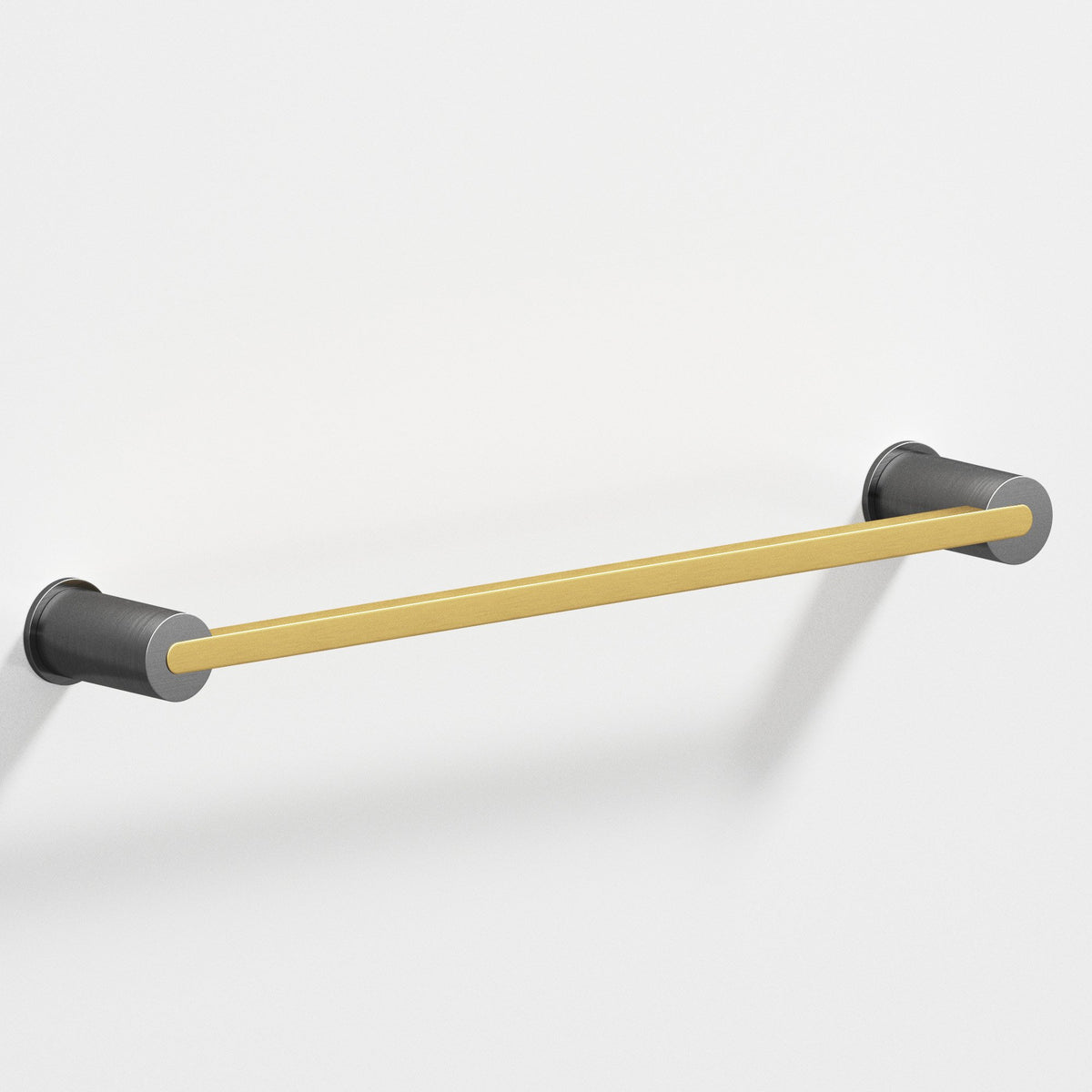 Colonial Bronze 43 Rectangular Towel Bar and Appliance Pull, Fully Encapsulated by Round Posts - Satin Brass / Graphite
