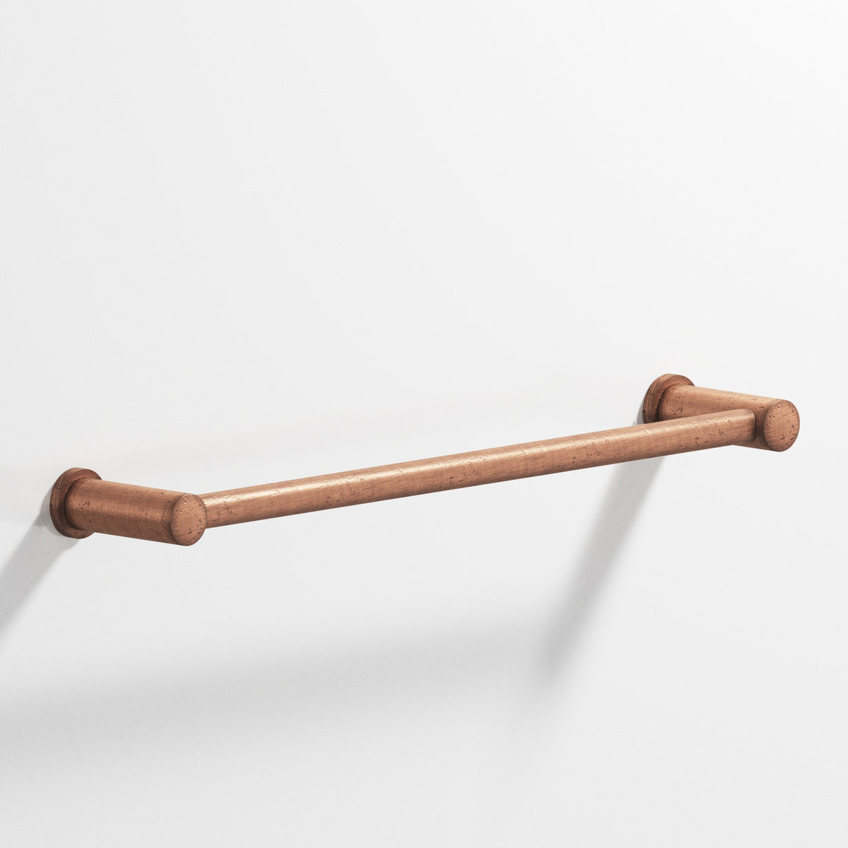 Colonial Bronze 44 Round Towel Bar and Appliance Pull, Fully Encapsulated by Round Posts - Distressed Antique Copper