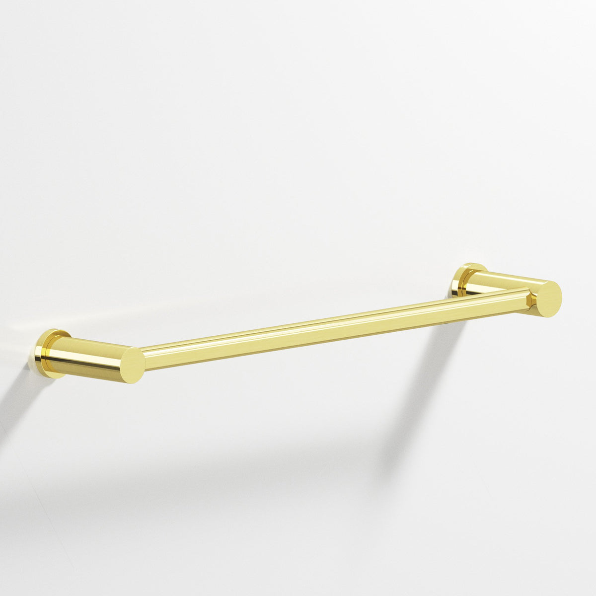 Colonial Bronze 44 Round Towel Bar and Appliance Pull, Fully Encapsulated by Round Posts - Unlacquered Polished Brass