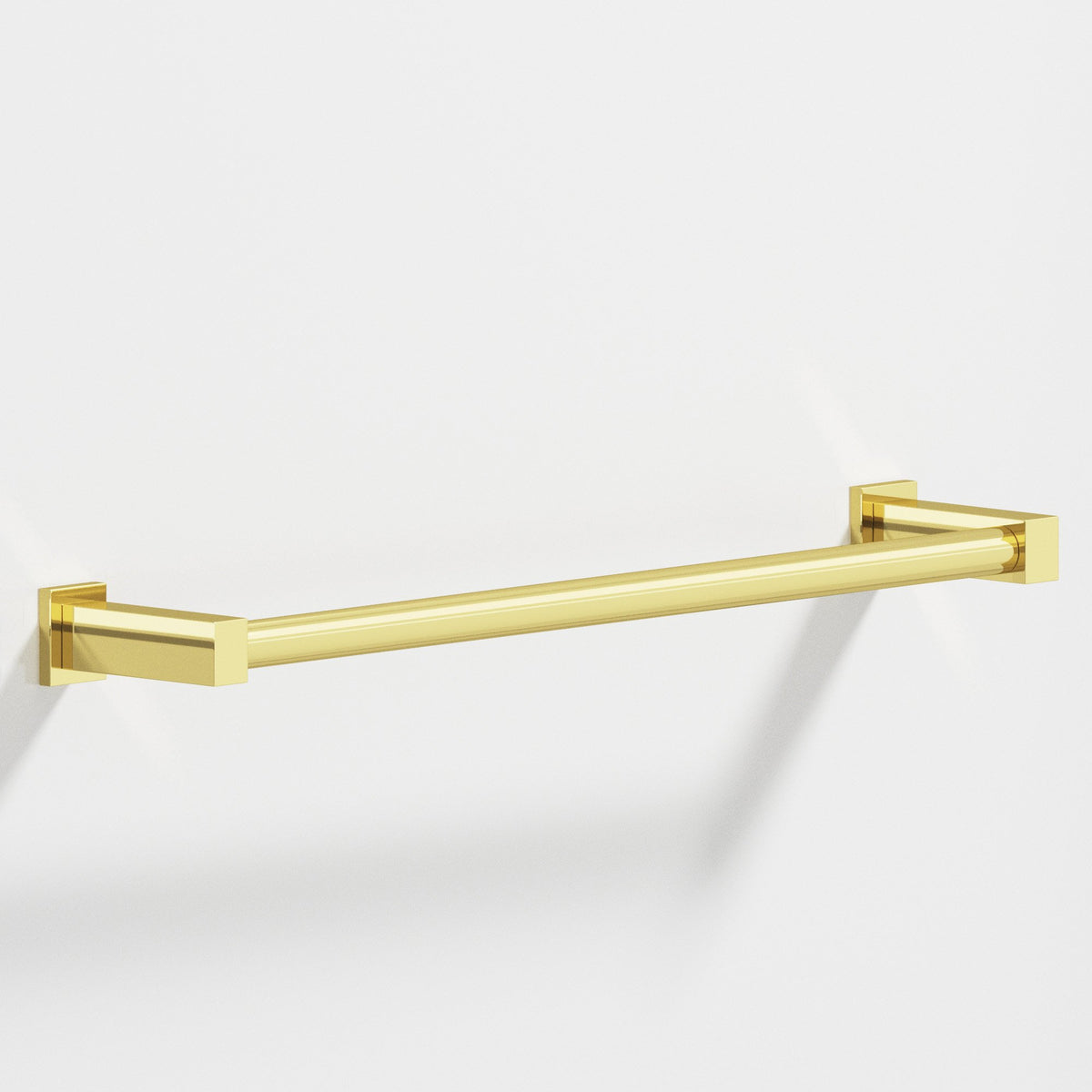 Colonial Bronze 45 Round Towel Bar and Appliance Pull, Fully Encapsulated by Rectangular Posts - Polished Brass