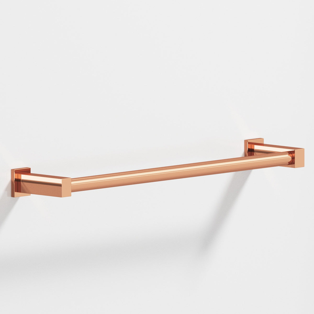 Colonial Bronze 45 Round Towel Bar and Appliance Pull, Fully Encapsulated by Rectangular Posts - Polished Copper