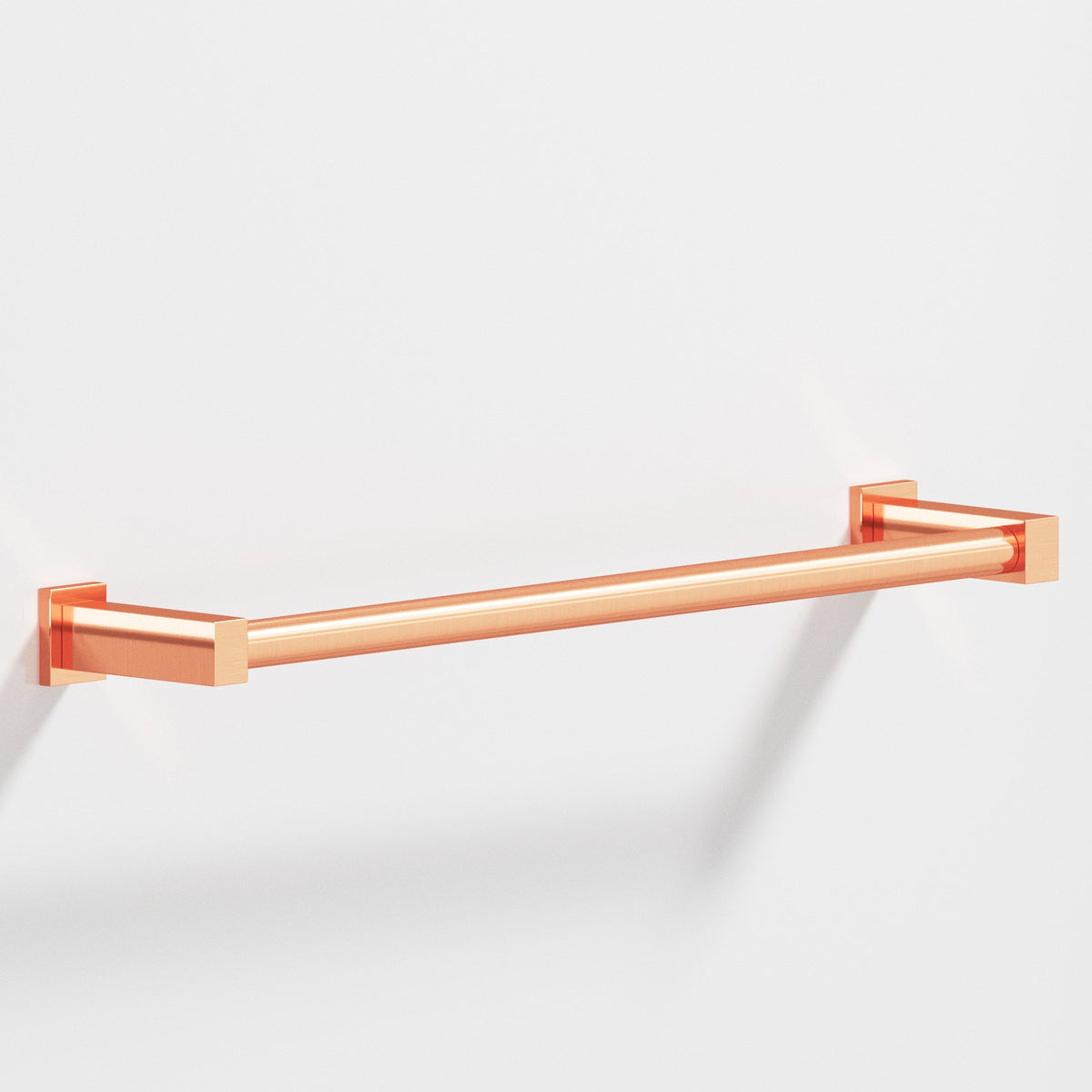 Colonial Bronze 45 Round Towel Bar and Appliance Pull, Fully Encapsulated by Rectangular Posts - Satin Copper