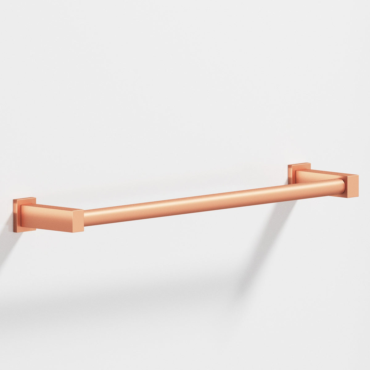 Colonial Bronze 45 Round Towel Bar and Appliance Pull, Fully Encapsulated by Rectangular Posts - Matte Satin Copper