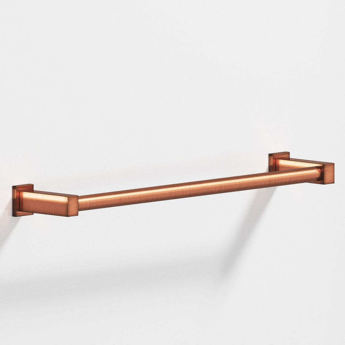 Colonial Bronze 45 Round Towel Bar and Appliance Pull, Fully Encapsulated by Rectangular Posts - Antique Copper