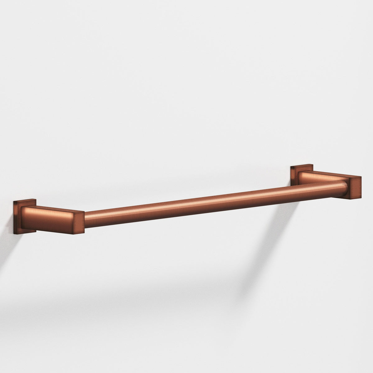 Colonial Bronze 45 Round Towel Bar and Appliance Pull, Fully Encapsulated by Rectangular Posts - Matte Antique Copper