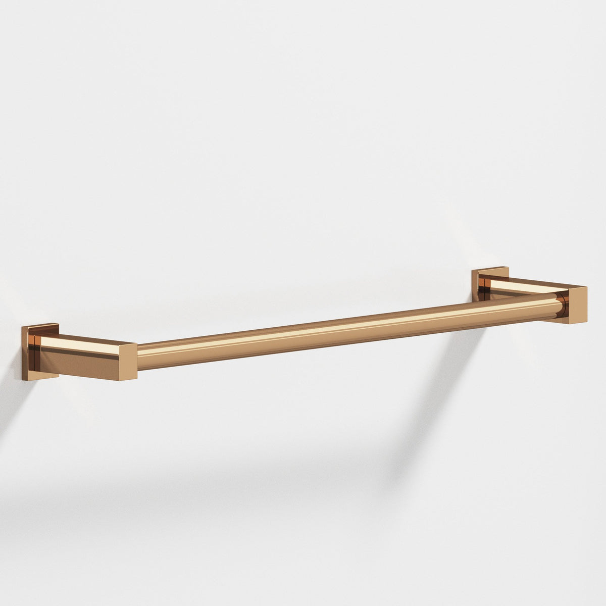 Colonial Bronze 45 Round Towel Bar and Appliance Pull, Fully Encapsulated by Rectangular Posts - Polished Bronze