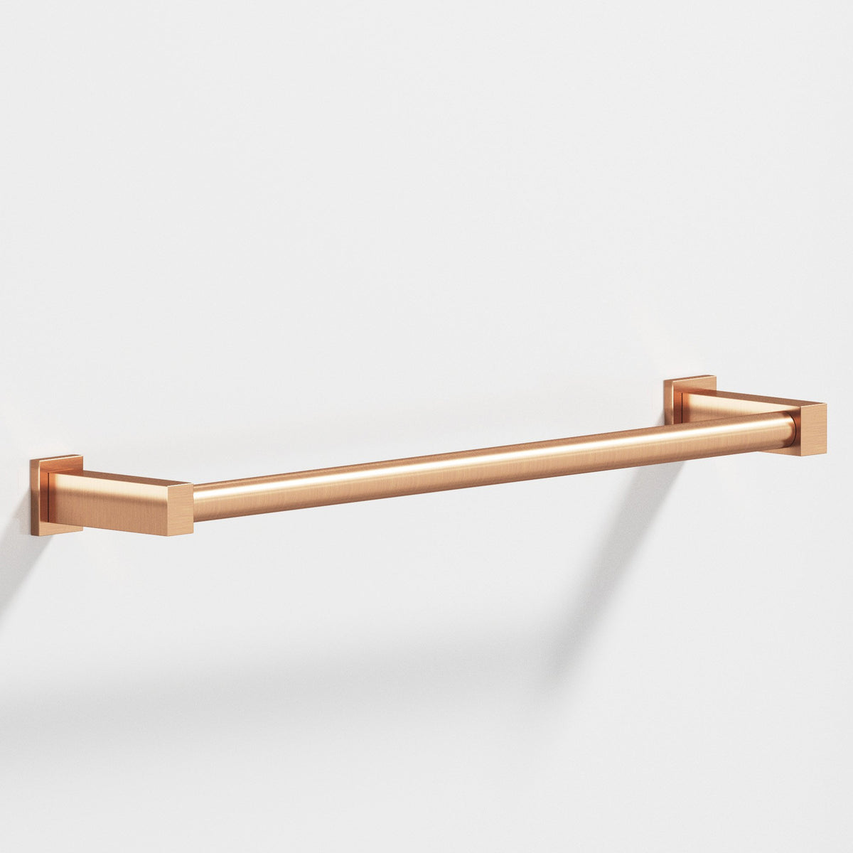 Colonial Bronze 45 Round Towel Bar and Appliance Pull, Fully Encapsulated by Rectangular Posts - Satin Bronze