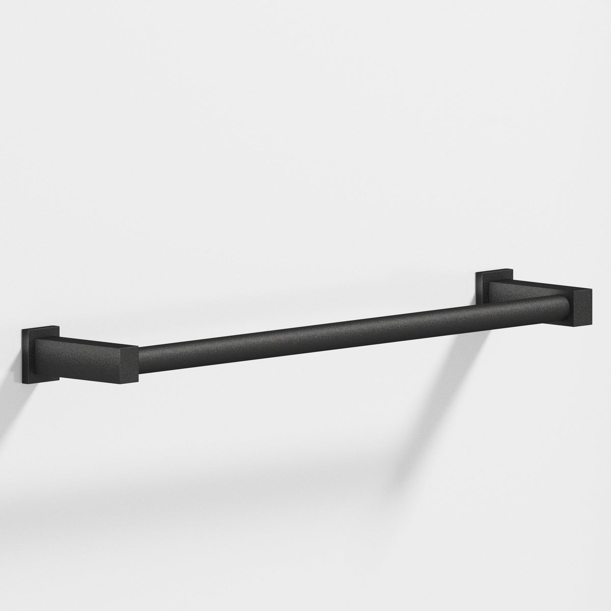 Colonial Bronze 45 Round Towel Bar and Appliance Pull, Fully Encapsulated by Rectangular Posts - Frost Black™