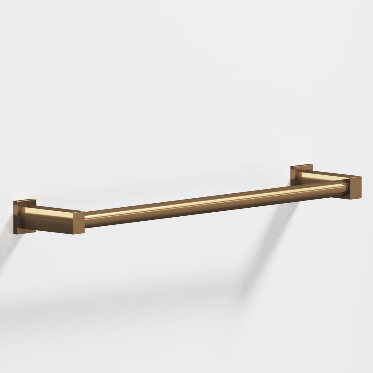 Colonial Bronze 45 Round Towel Bar and Appliance Pull, Fully Encapsulated by Rectangular Posts - Light Statuary Bronze