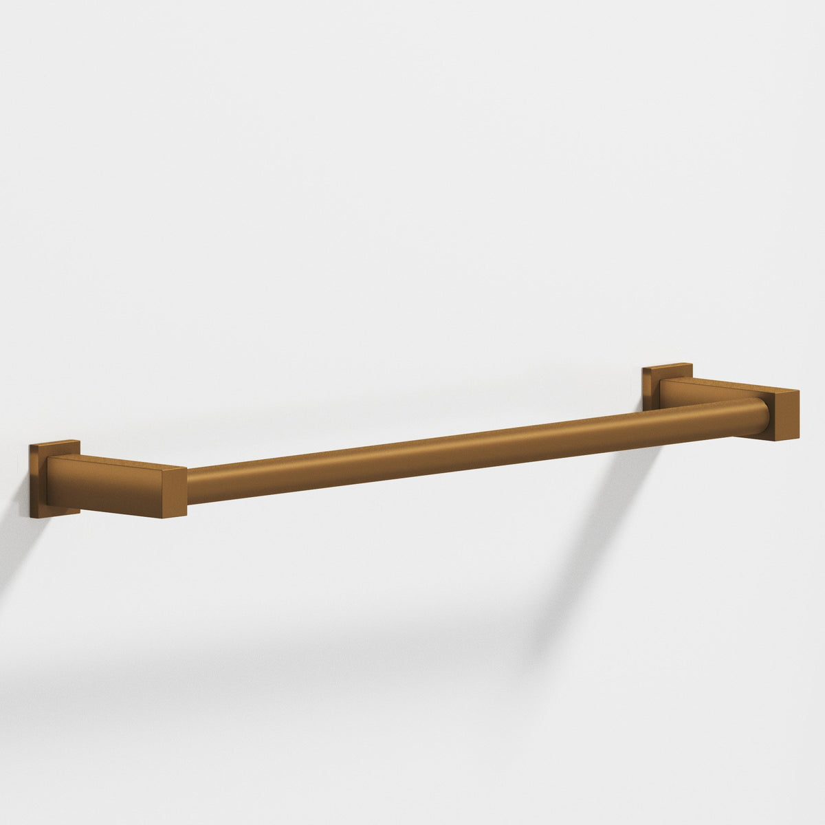 Colonial Bronze 45 Round Towel Bar and Appliance Pull, Fully Encapsulated by Rectangular Posts - Matte Light Statuary Bronze