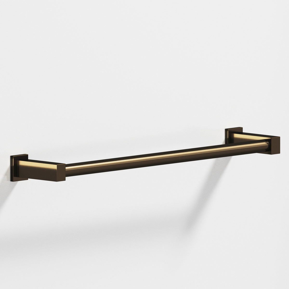 Colonial Bronze 45 Round Towel Bar and Appliance Pull, Fully Encapsulated by Rectangular Posts