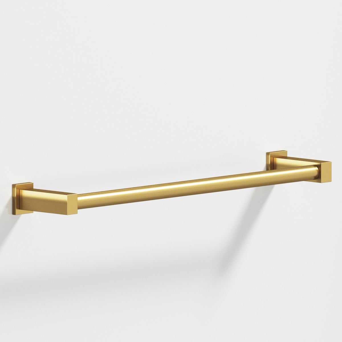 Colonial Bronze 45 Round Towel Bar and Appliance Pull, Fully Encapsulated by Rectangular Posts - Satin Brass