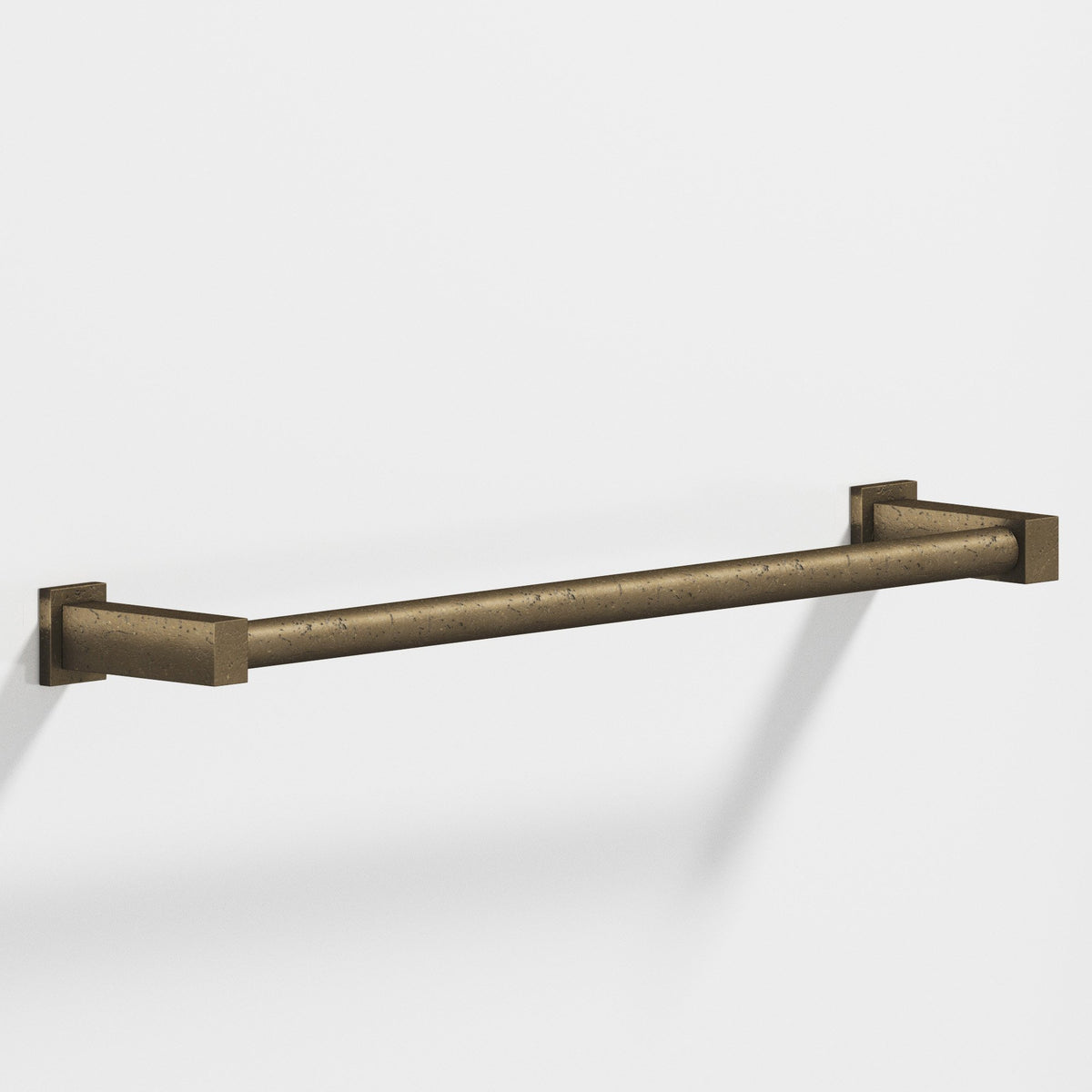 Colonial Bronze 45 Round Towel Bar and Appliance Pull, Fully Encapsulated by Rectangular Posts - Distressed Oil Rubbed Bronze