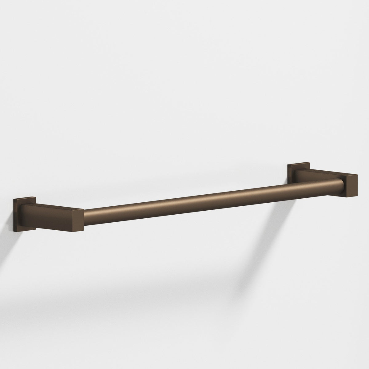 Colonial Bronze 45 Round Towel Bar and Appliance Pull, Fully Encapsulated by Rectangular Posts - Heritage Bronze