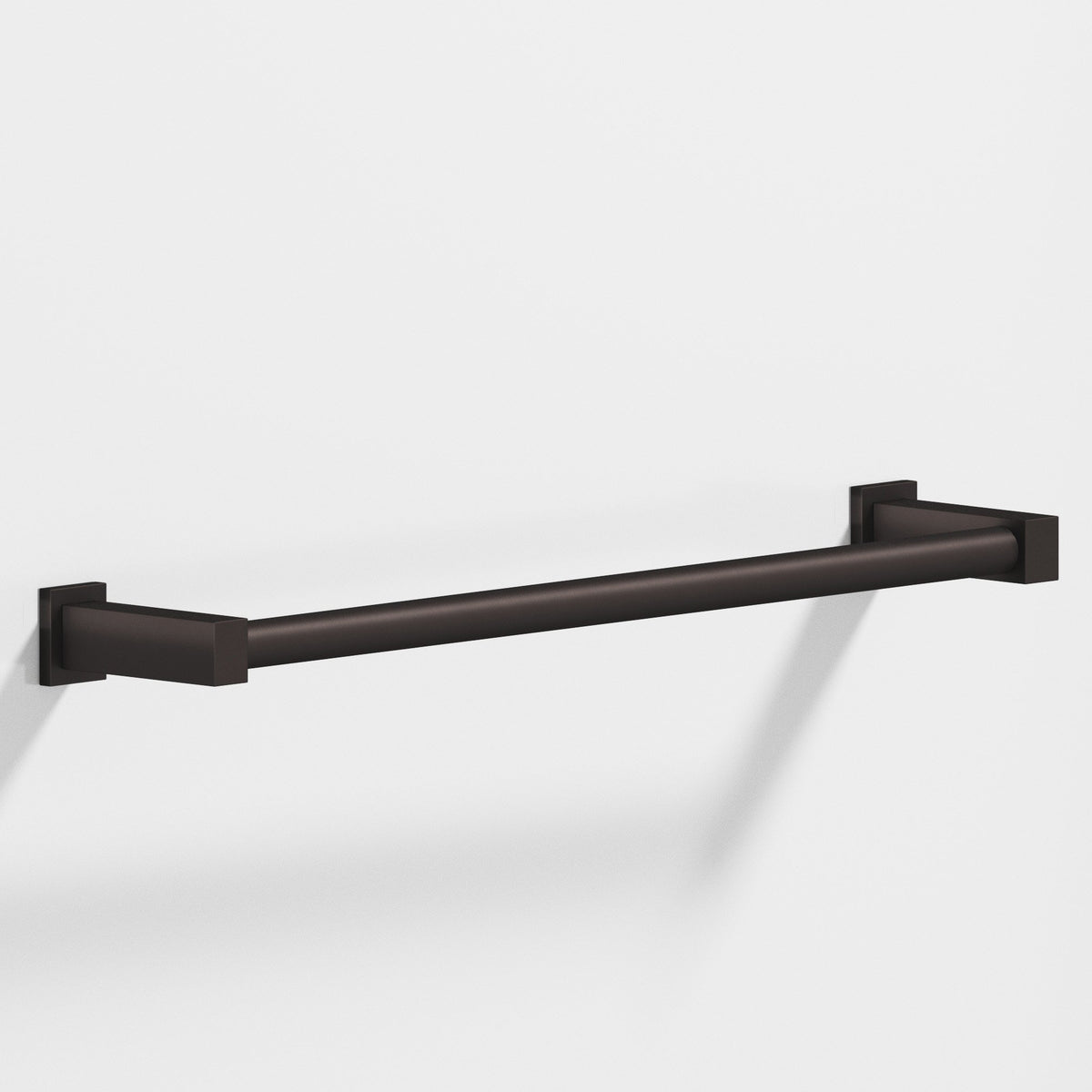 Colonial Bronze 45 Round Towel Bar and Appliance Pull, Fully Encapsulated by Rectangular Posts - Matte Dark Statuary Bronze