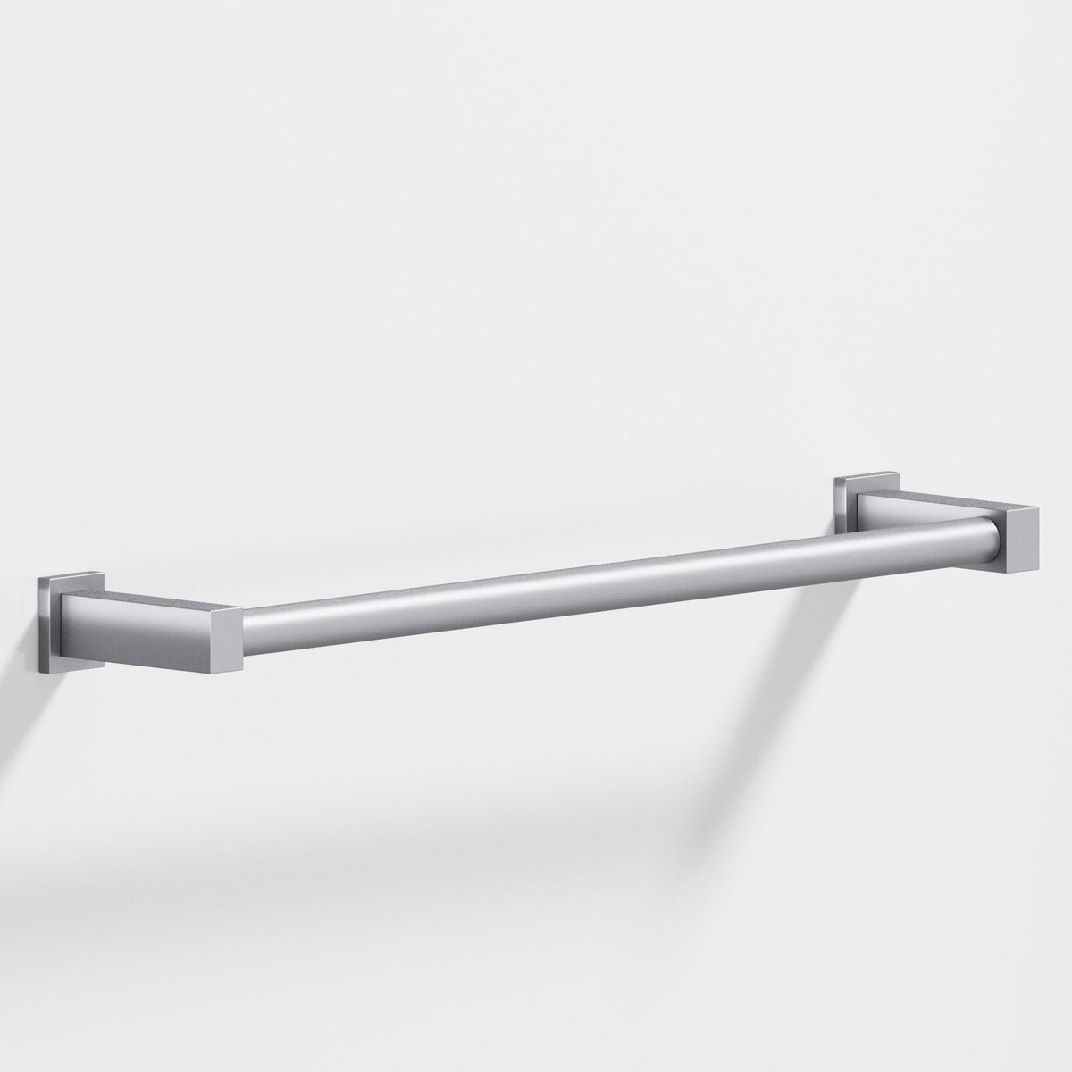 Colonial Bronze 45 Round Towel Bar and Appliance Pull, Fully Encapsulated by Rectangular Posts - Matte Satin Chrome