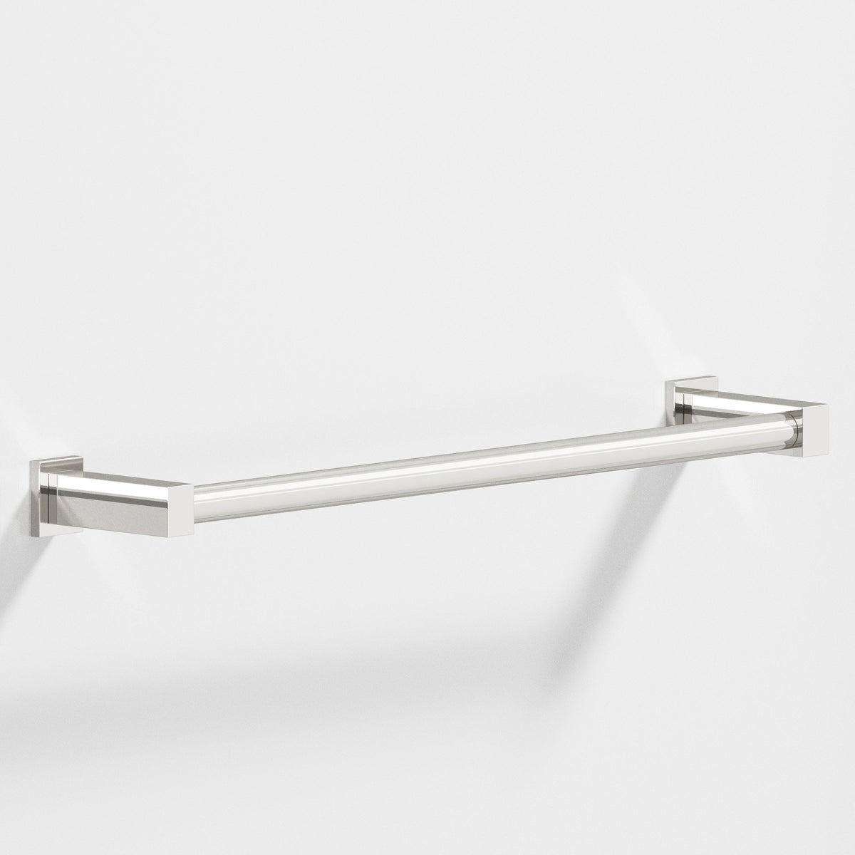 Colonial Bronze 45 Round Towel Bar and Appliance Pull, Fully Encapsulated by Rectangular Posts - Polished Nickel