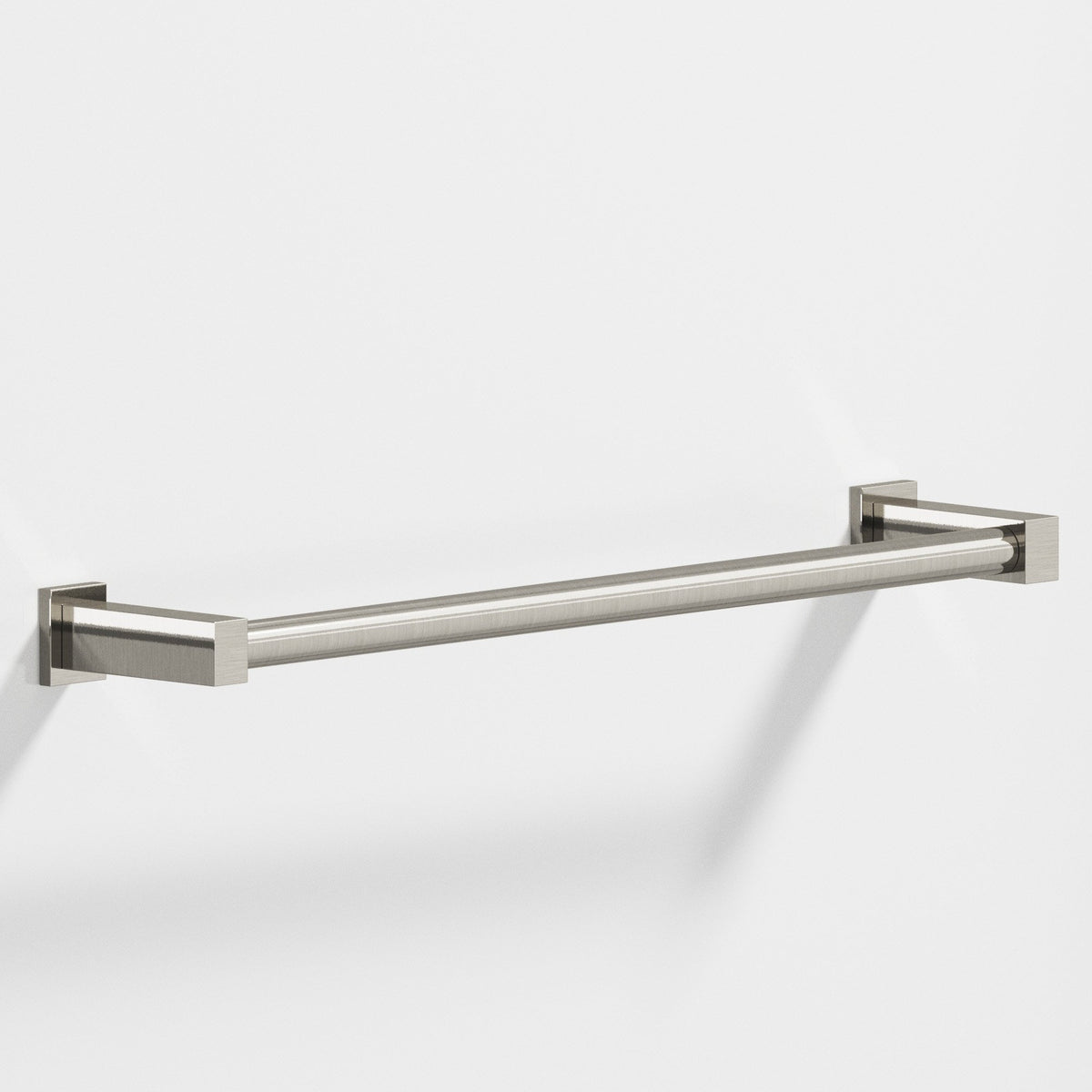 Colonial Bronze 45 Round Towel Bar and Appliance Pull, Fully Encapsulated by Rectangular Posts - Nickel Stainless