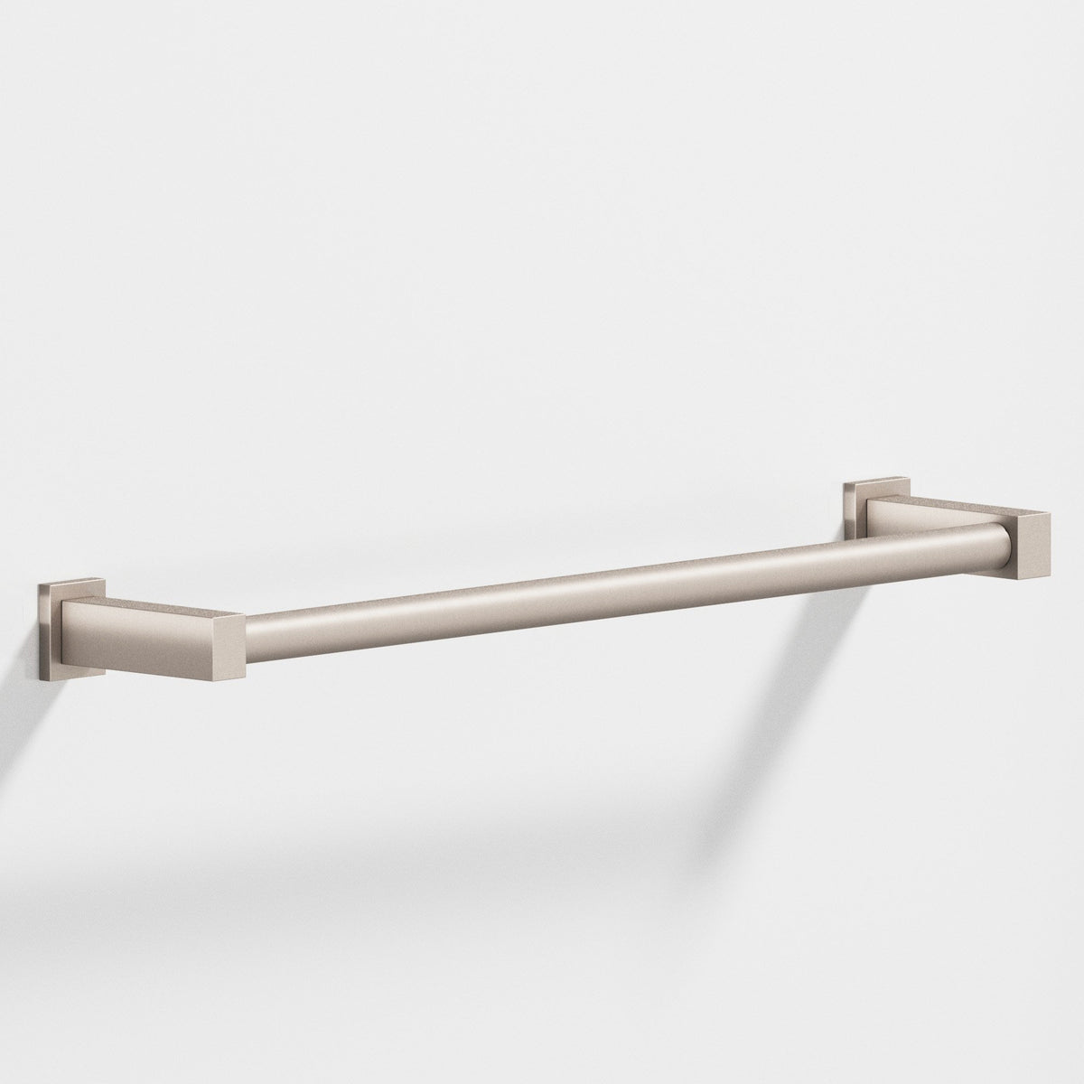 Colonial Bronze 45 Round Towel Bar and Appliance Pull, Fully Encapsulated by Rectangular Posts - Matte Satin Nickel