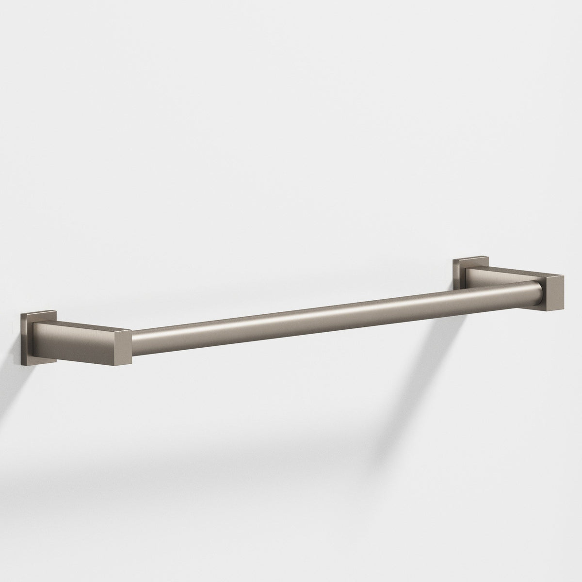 Colonial Bronze 45 Round Towel Bar and Appliance Pull, Fully Encapsulated by Rectangular Posts - Matte Pewter