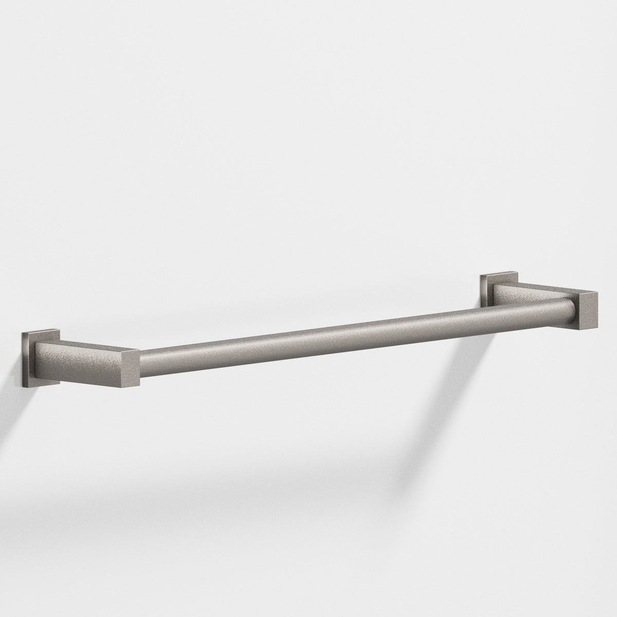 Colonial Bronze 45 Round Towel Bar and Appliance Pull, Fully Encapsulated by Rectangular Posts - Frost Nickel™