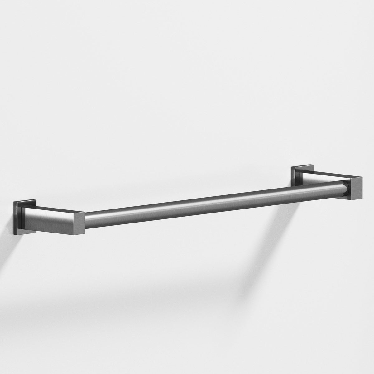Colonial Bronze 45 Round Towel Bar and Appliance Pull, Fully Encapsulated by Rectangular Posts - Graphite