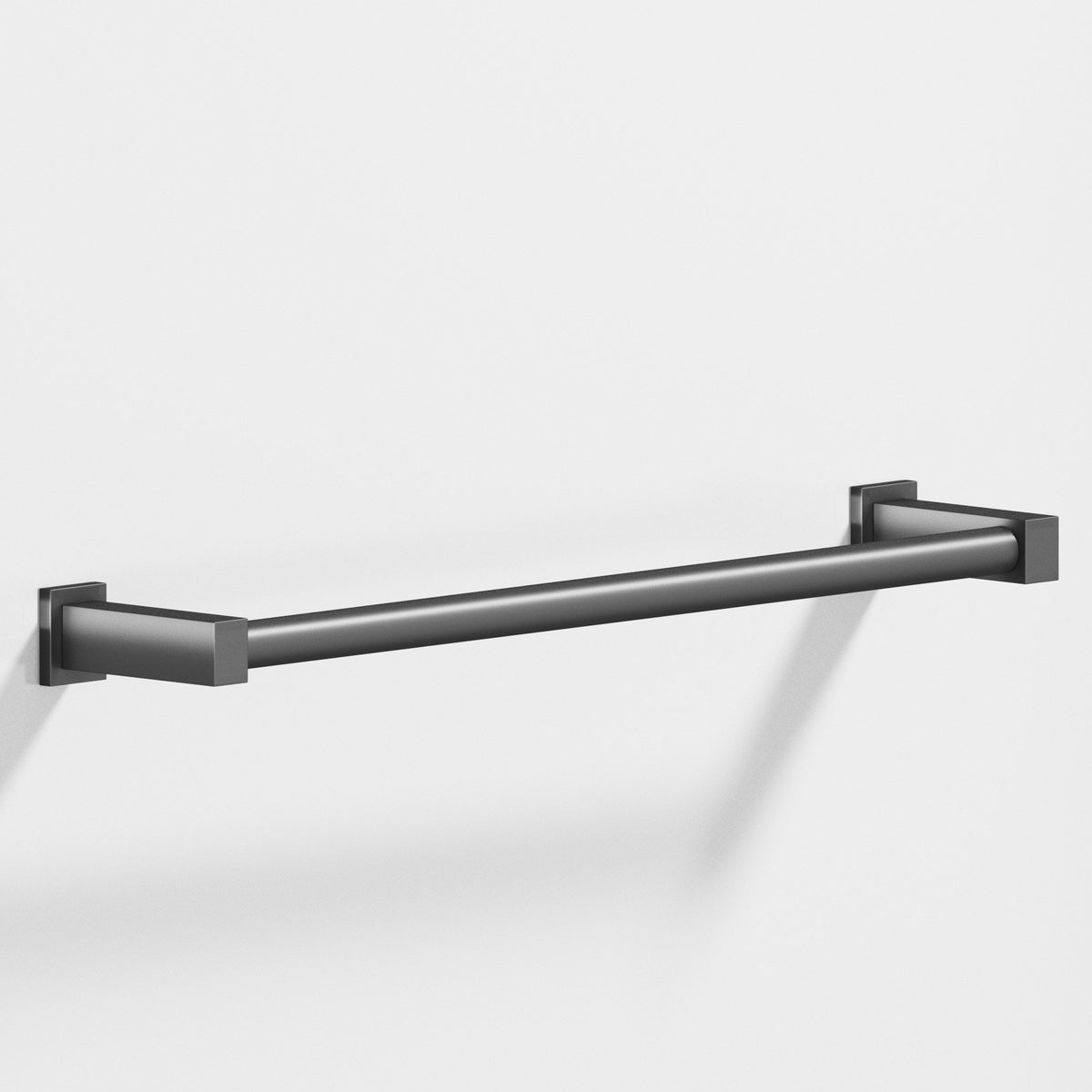Colonial Bronze 45 Round Towel Bar and Appliance Pull, Fully Encapsulated by Rectangular Posts - Matte Graphite