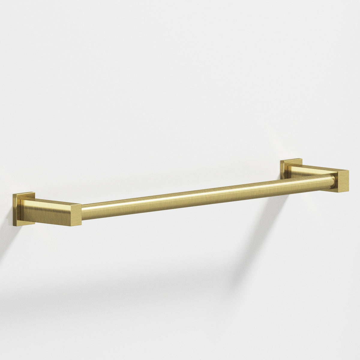 Colonial Bronze 45 Round Towel Bar and Appliance Pull, Fully Encapsulated by Rectangular Posts - Antique Brass