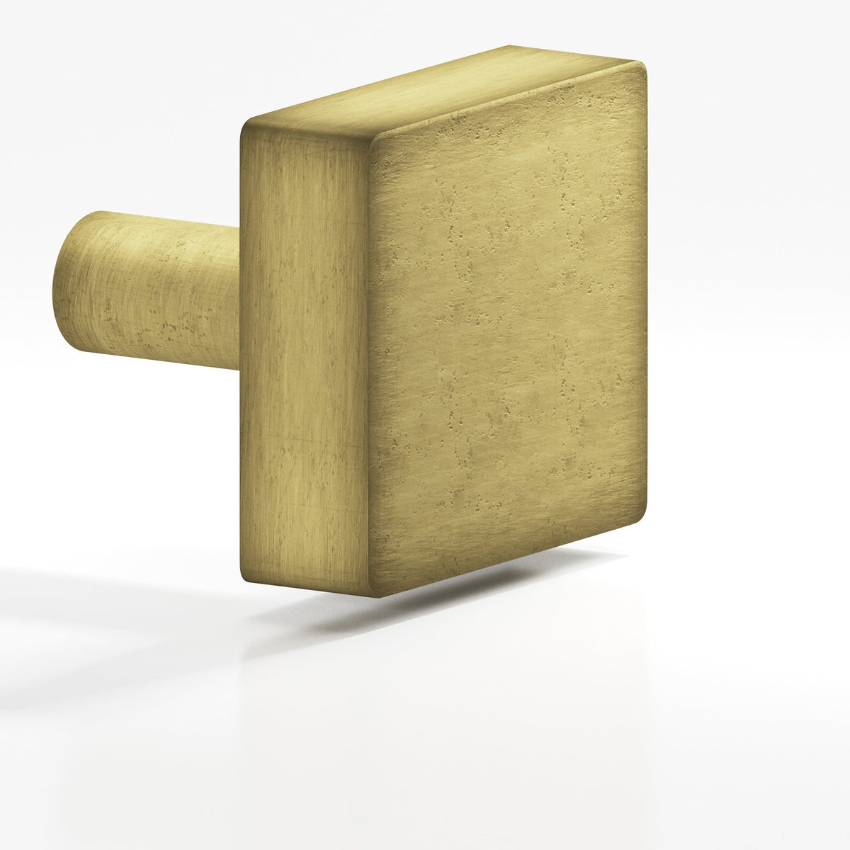 Colonial Bronze 521 Square Knob with Straight Post, 1-1/4 in - Distressed Antique Brass