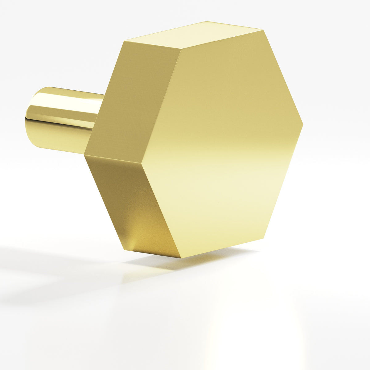 Colonial Bronze 530 Hexagonal Knob with Straight Post, 1 in - Polished Brass