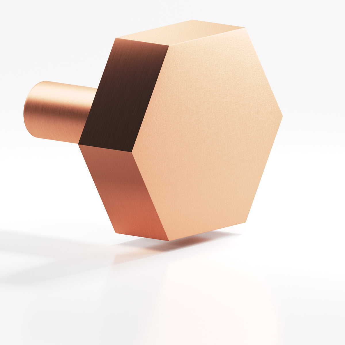 Colonial Bronze 532 Hexagonal Knob with Straight Post, 1-1/2 in - Matte Satin Copper