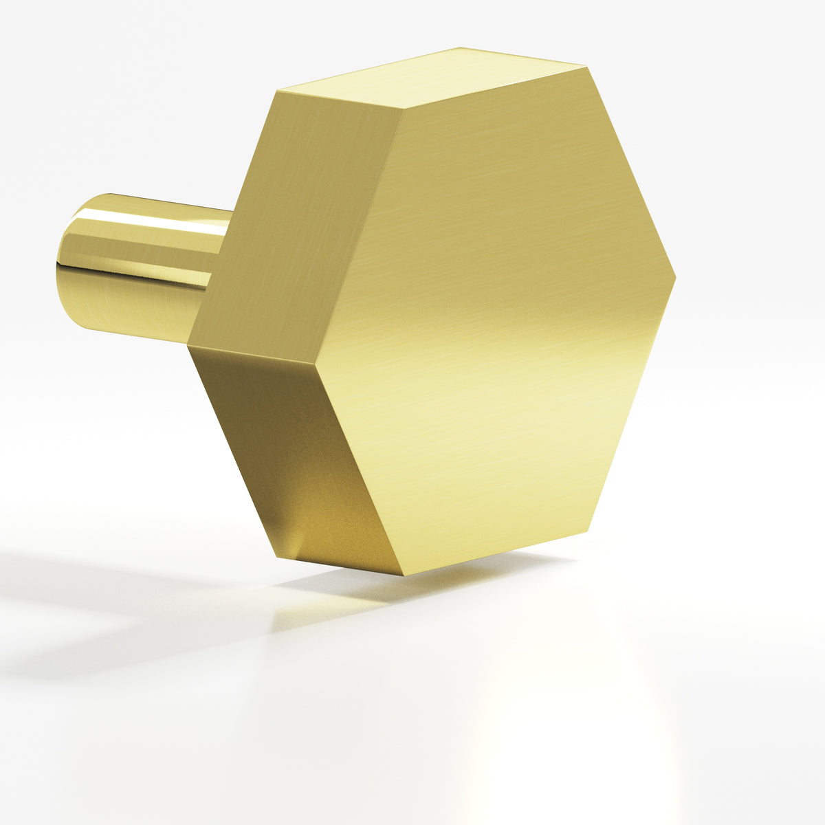 Colonial Bronze 531 Hexagonal Knob with Straight Post, 1-1/4 in - Unlacquered Polished Brass