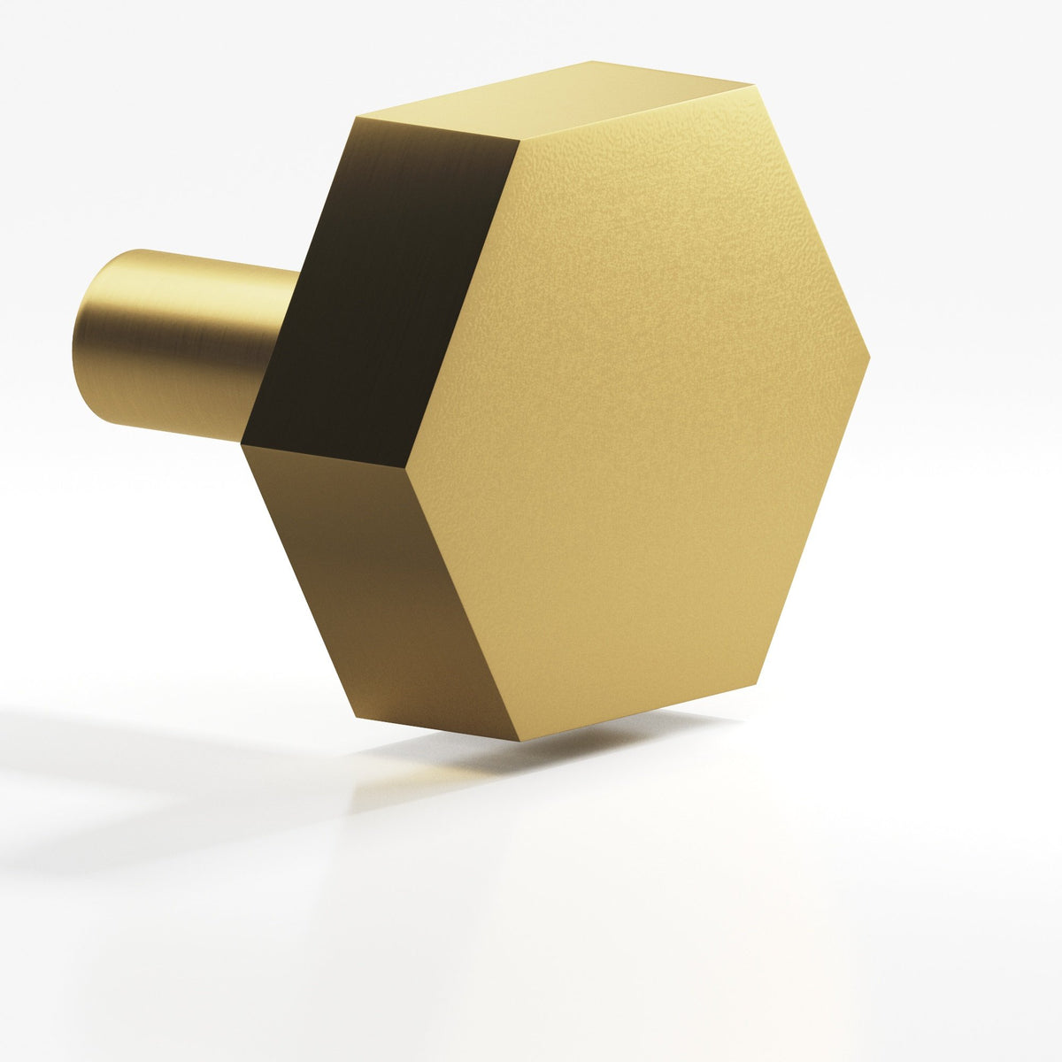 Colonial Bronze 530 Hexagonal Knob with Straight Post, 1 in - Satin Brass