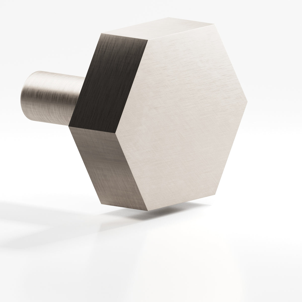 Colonial Bronze 530 Hexagonal Knob with Straight Post, 1 in - Matte Satin Nickel