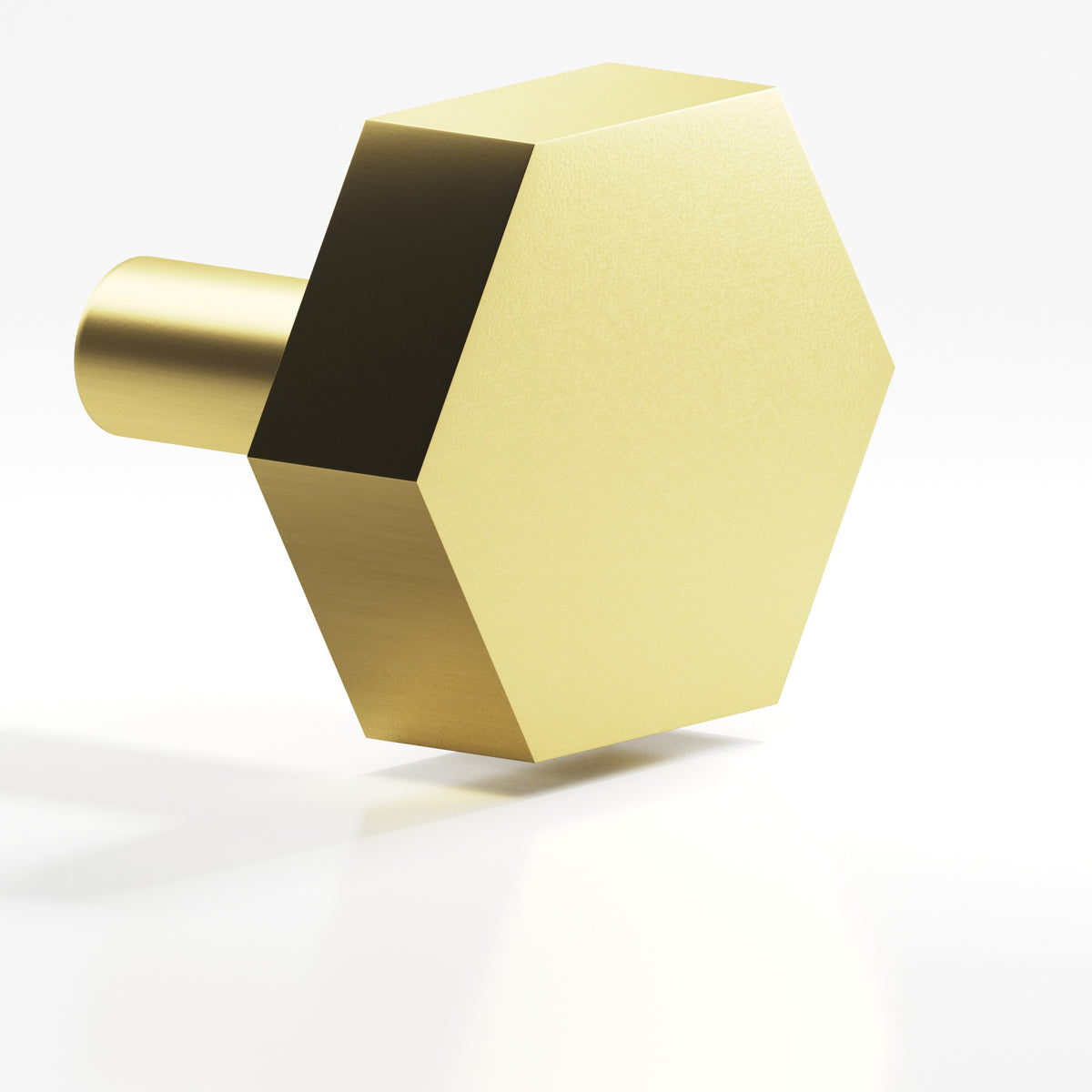 Colonial Bronze 532 Hexagonal Knob with Straight Post, 1-1/2 in - Matte Satin Brass