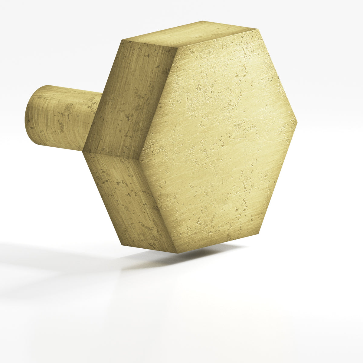 Colonial Bronze 532 Hexagonal Knob with Straight Post, 1-1/2 in - Distressed Antique Brass