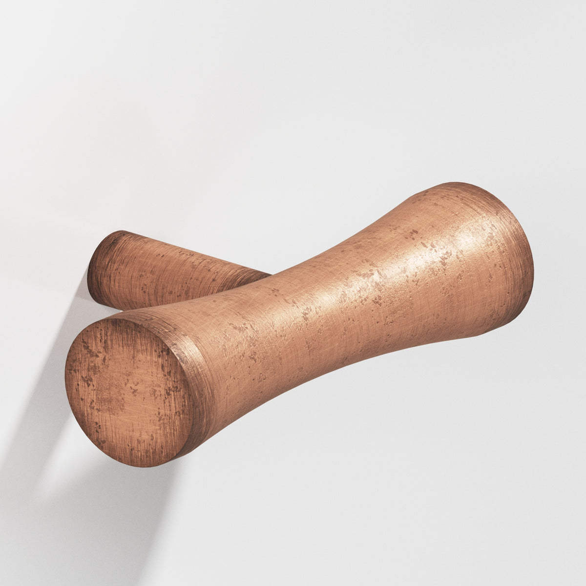 Colonial Bronze 540 Hourglass T-Knob with Straight Post, 2 in - Distressed Antique Copper