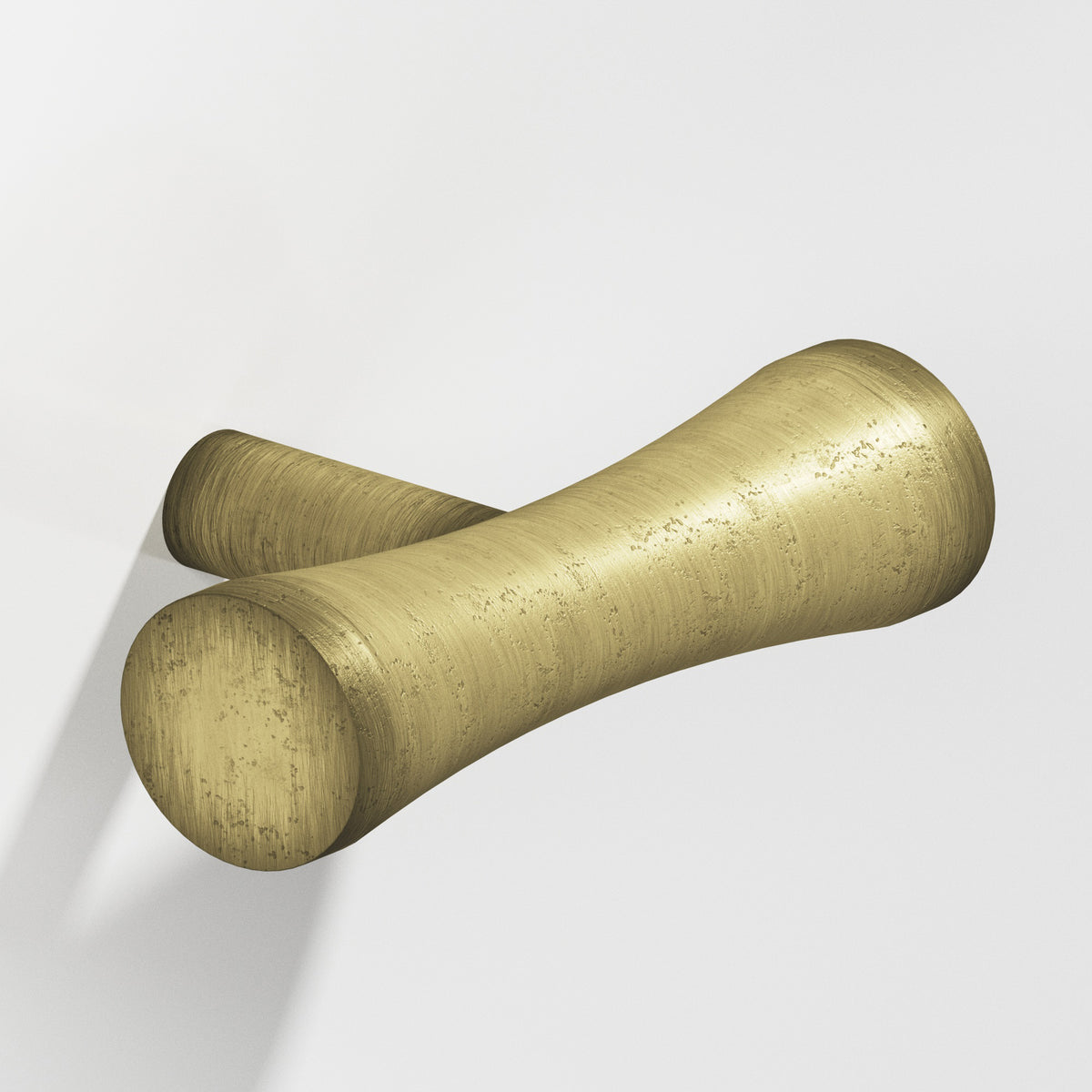 Colonial Bronze 540 Hourglass T-Knob with Straight Post, 2 in - Distressed Antique Brass