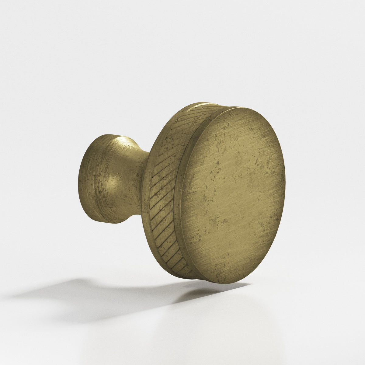 Colonial Bronze 579 Single-Knurled Sandwich Knob, 1-1/2 in Diameter - Distressed Antique Brass