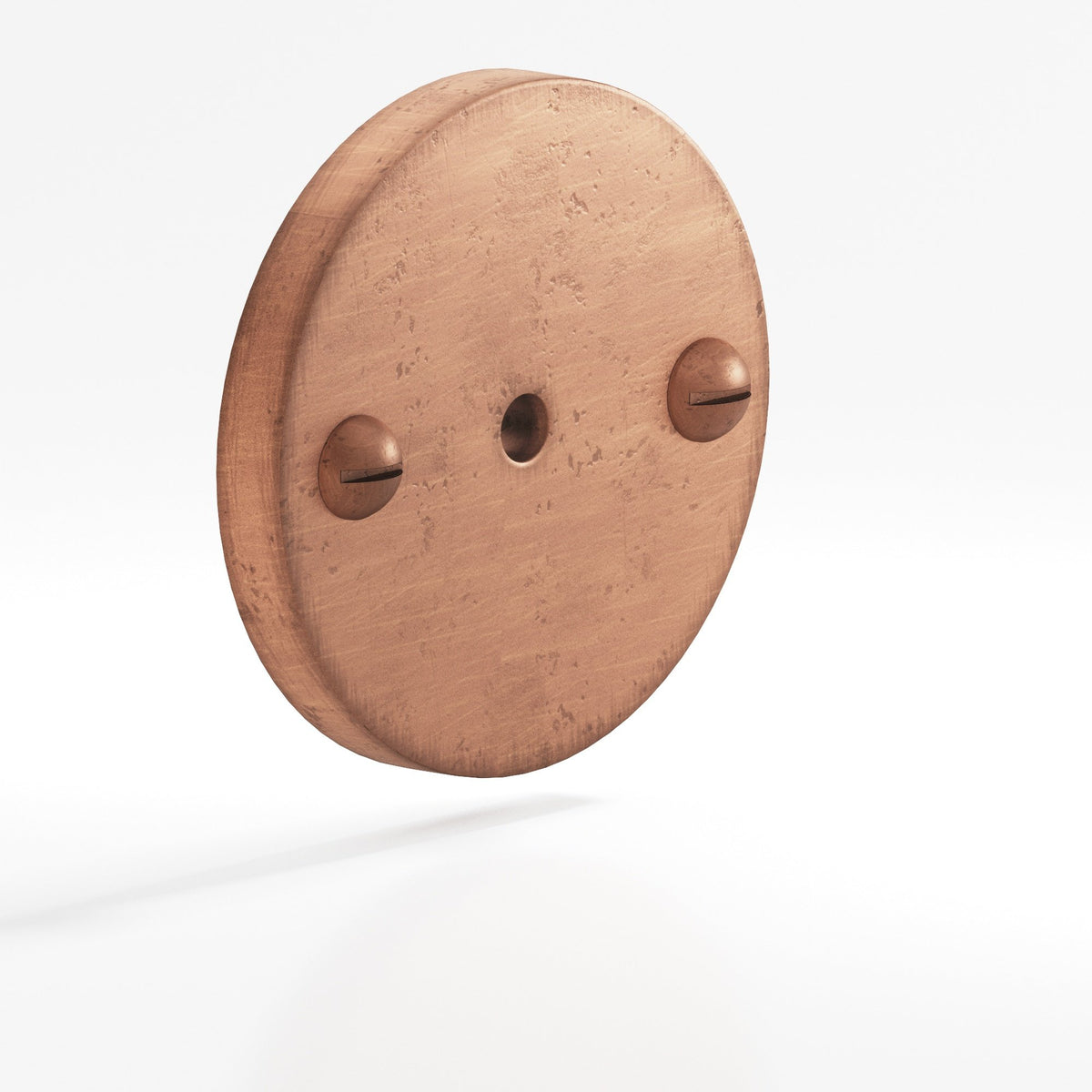 Colonial Bronze 592 Round Backplate with Exposed Screws, 1-3/4 in Diameter, for 8-32 Screw - Distressed Antique Copper