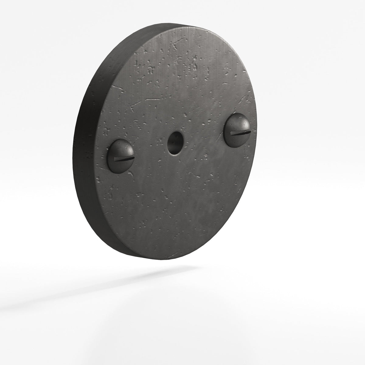 Colonial Bronze 592 Round Backplate with Exposed Screws, 1-3/4 in Diameter, for 8-32 Screw - Distressed Satin Black