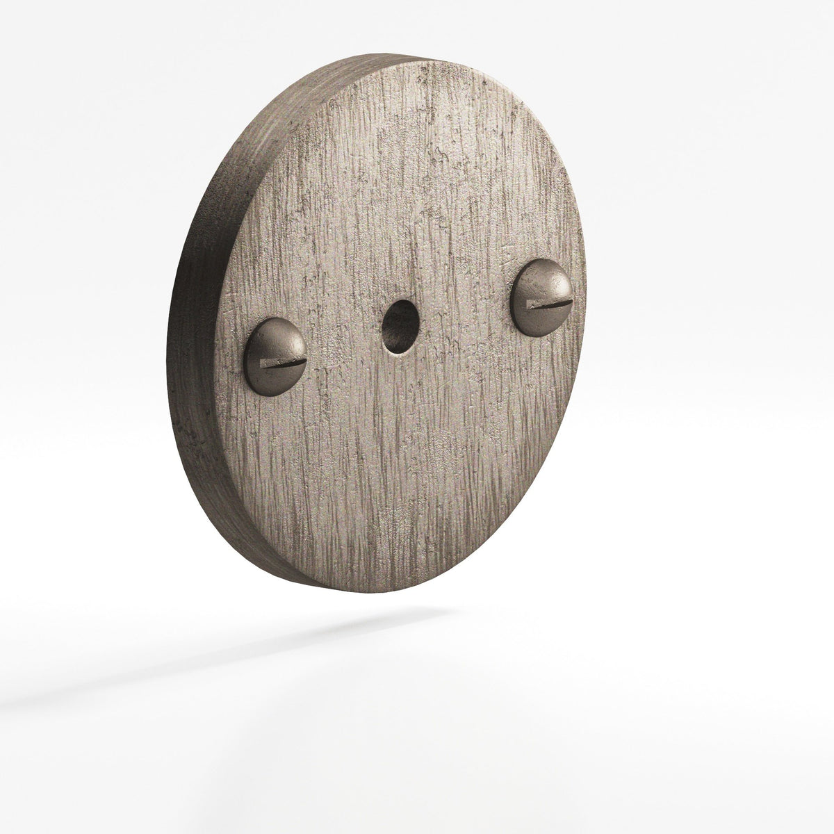 Colonial Bronze 592 Round Backplate with Exposed Screws, 1-3/4 in Diameter, for 8-32 Screw - Distressed Pewter