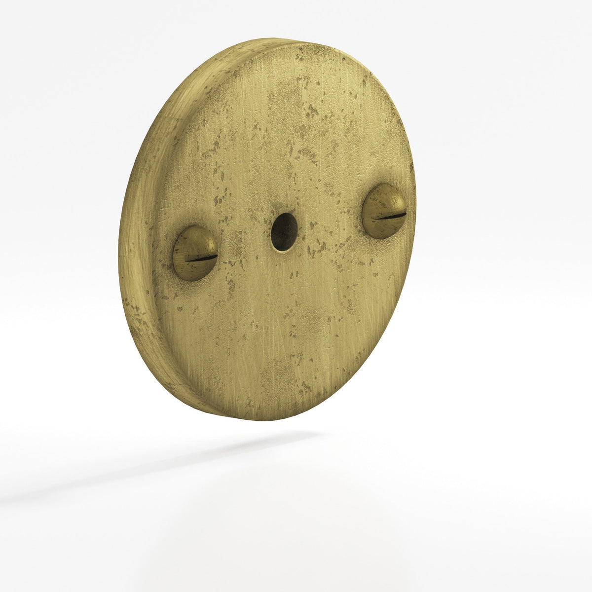 Colonial Bronze 592 Round Backplate with Exposed Screws, 1-3/4 in Diameter, for 8-32 Screw - Distressed Antique Brass