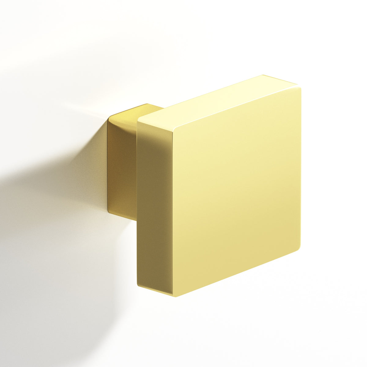 Colonial Bronze 749 Square Knob with Rectangular Post, 1-1/2 in - Polished Brass