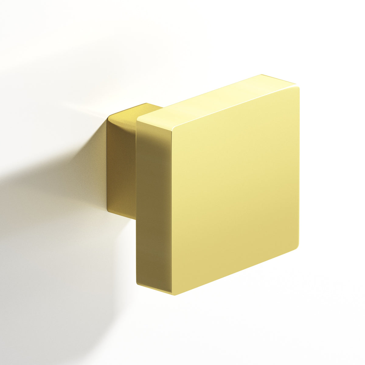 Colonial Bronze 749 Square Knob with Rectangular Post, 1-1/2 in - Unlacquered Polished Brass